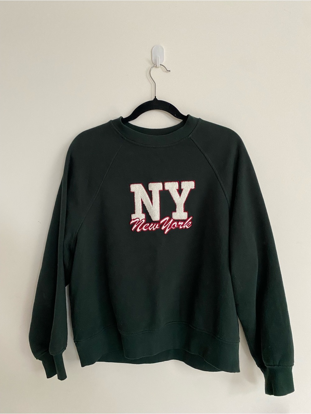H&M Dark Green 'NY New York' Crewneck Sweatshirt